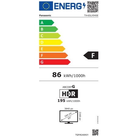 Televizor Panasonic LED TX-65LX940E, 164cm, Smart, 4K Ultra HD,100Hz, Clasa F