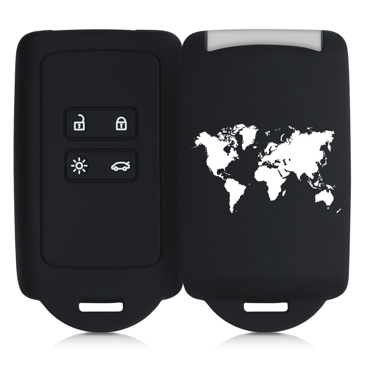 Husa Cheie Auto pentru Renault / Dacia - 4 Butoane - Keyless Go, Silicon, Negru, 49769.11