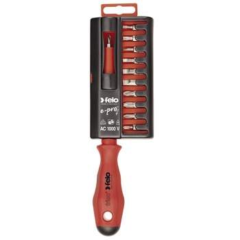 Set E-Pro, surubelnita izolata VDE si biti, 12 piese, Felo 02091206 Set E-Pro, surubelnita izolata VDE si biti, 12 piese, Felo 02091206