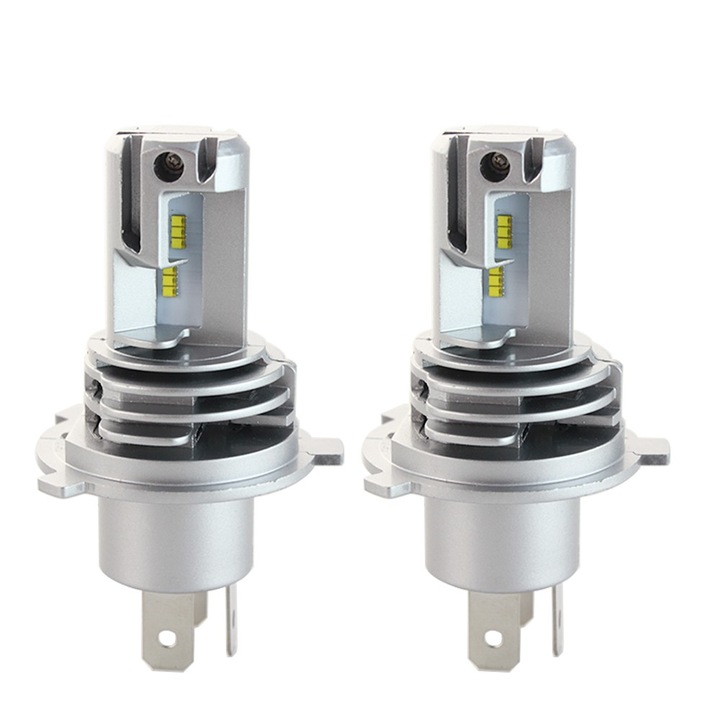 Techstar M3 LED autó izzó készlet, 2 db, H4, 40w, 8000 lumen, 6500K, AUTO, 12-24 volt, ZES, Canbus, rézmag, alumínium radiátor