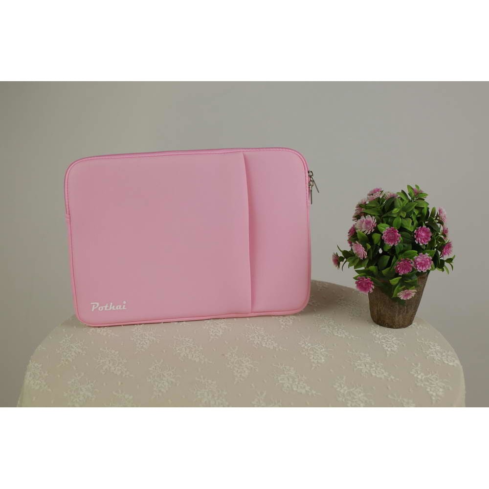 Husa laptop, Pothai, Poliester, Compatibila cu 14-14.1'', Roz deschis