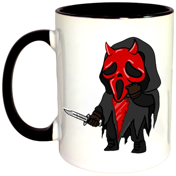 Cana personalizata cu interior colorat, Negru, Dead by Daylight GhostFace Horror, 330 ml