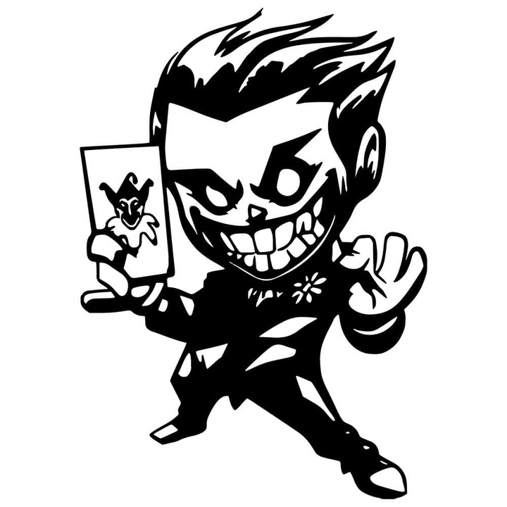 Sticker decorativ perete / geam si auto, Joker, 22x28 cm, negru