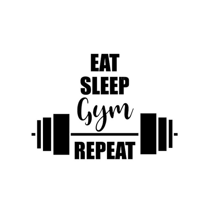 Sticker decorativ perete, Eat sleep gym repeat, 35x26 cm, negru