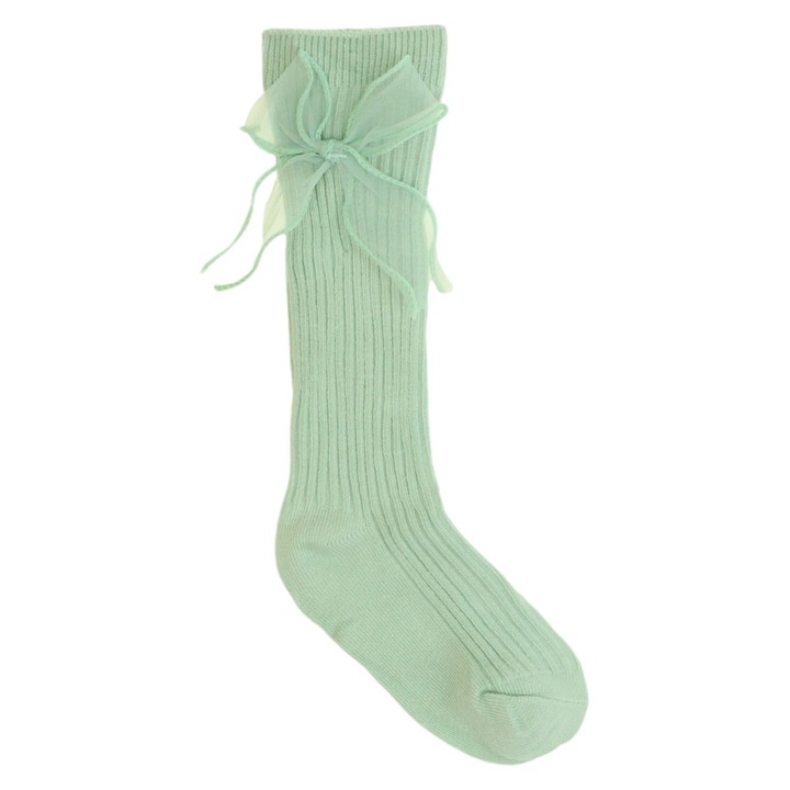 Дълги чорапи за момиче, 95% памук, панделка, NO3817, 2-3 години, зелени