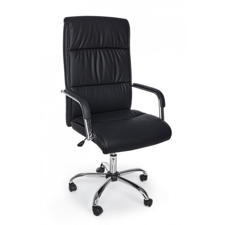 Irodai szék, Queensland fekete ökológiai bőr kárpitozás 50x62x124 cm