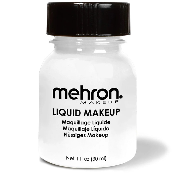 Machiaj lichid profesional pentru pleoape, ten si bodypainting, long-lasting, Liquid Makeup Mehron White, 30ml