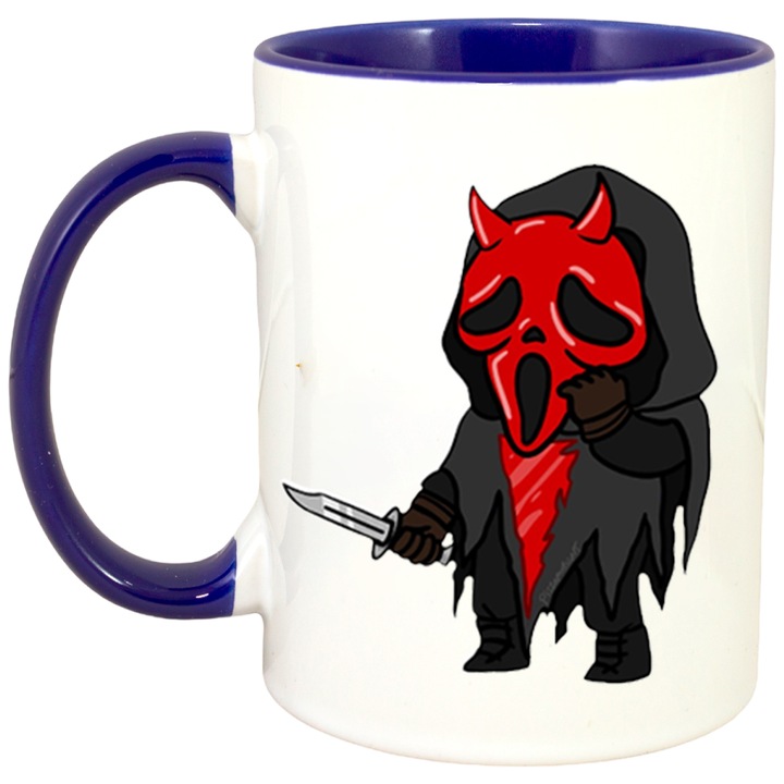 Cana personalizata cu interior colorat, Albastru, Dead by Daylight GhostFace Horror, 330 ml