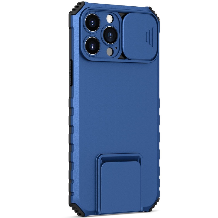 Калъф Flippy Defender за iPhone 12 Pro Max, Cъс стойка, Удароустойчив, Опора за кола, Camshield, Син