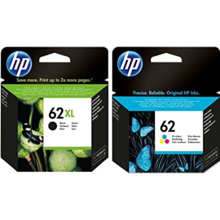 Set 2 cartuse HP 62XL Negru, HP 62 Color