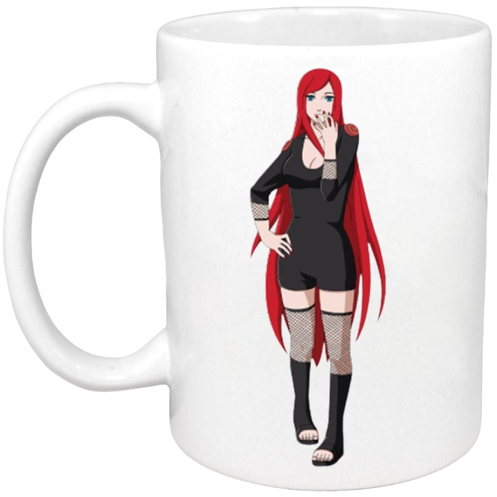 Персонализирана чаша с цветен интериор, Бяла, Наруто Узумаки Кушина Аниме Момиче Манга, 330 ml