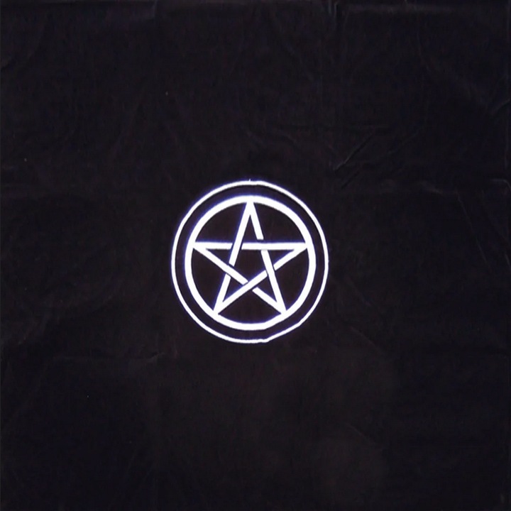 Tarot terítő, Lo Scarabeo, Obrus Pentagram, bársony, 80 x 80 cm, fekete