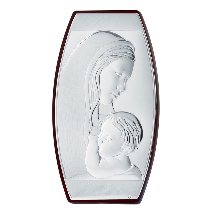 Ezüstös ikon, Madonna, 9 cm x 5,5 cm