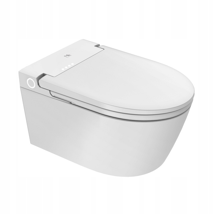 Set 2 In 1 Toaleta Cu Bideu, Major&Maker, Supreme, Inchidere Lenta, Economisire Apa, Uscator Cu Aer, Scaun Incalzit, 1650 W, 69.8 x 38 x 33.2 cm, Suspendat, Alb