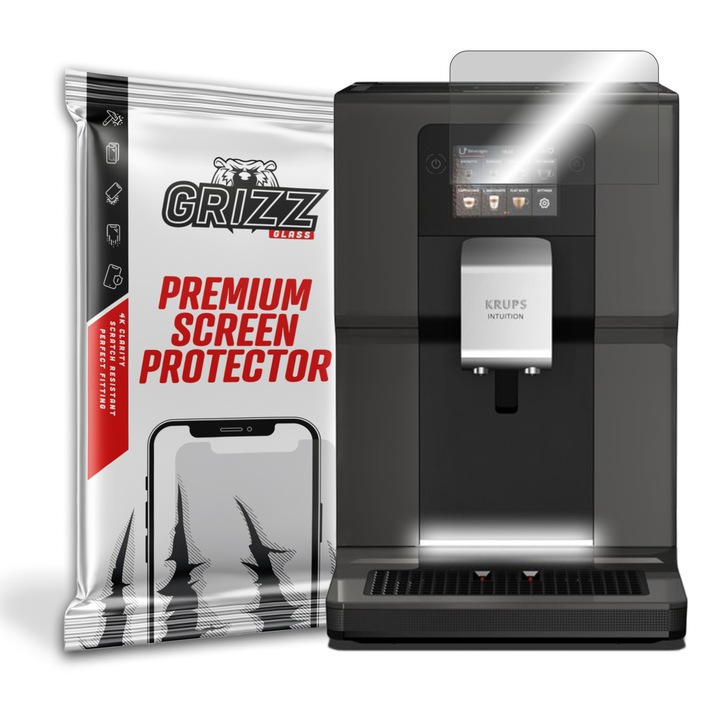 Folie protectie ecran GrizzGlass HybridGlass pentru Krups Intuition EA873810, Sticla, Transparent