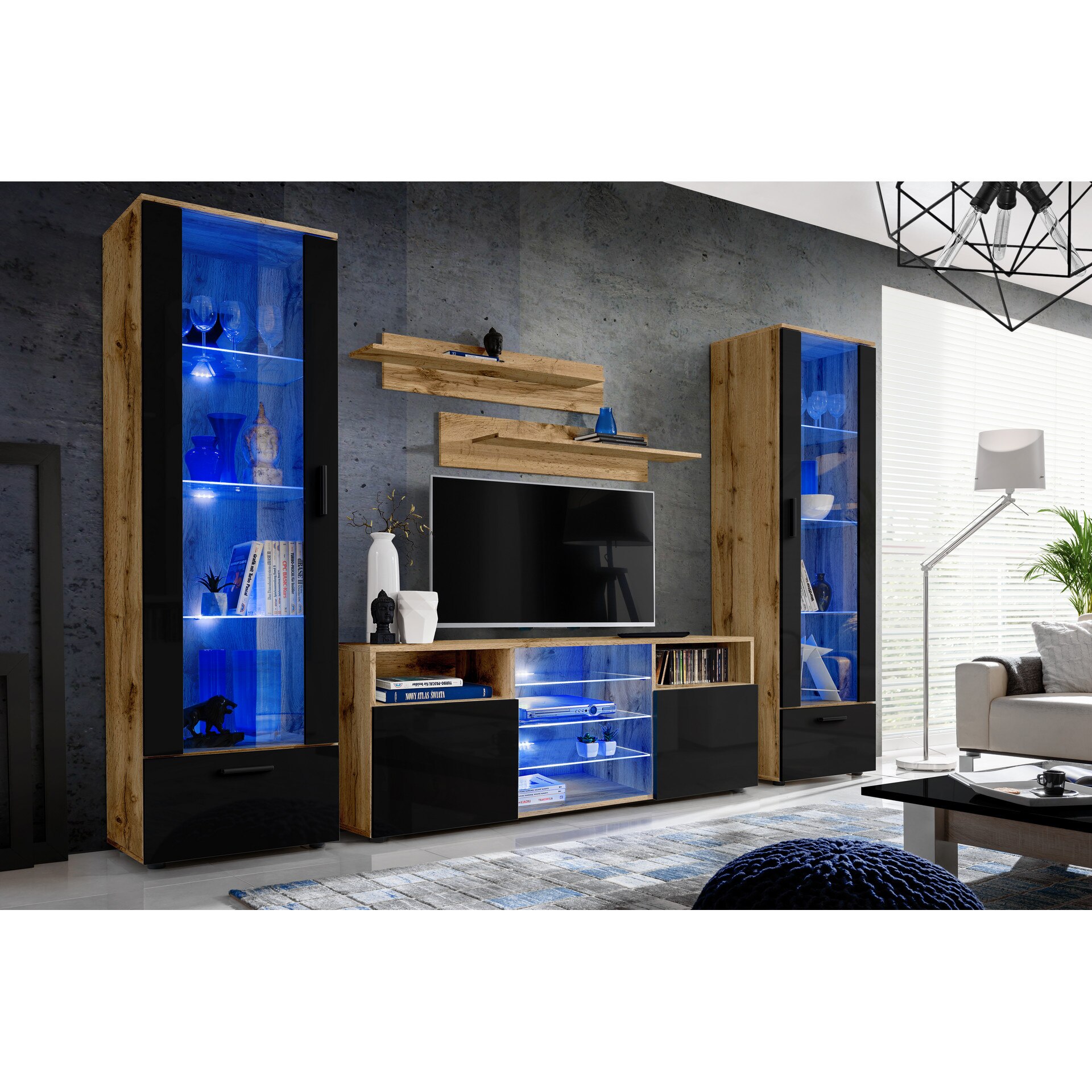 Set Mobila Living Tower, Extreme Furniture, 260 x 192 x 42 cm, Crem