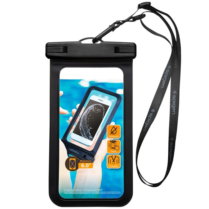 Husa protectie Subacvatica pentru telefon sau documente, Summer Case, Ultra Safe, Universala, Impermeabila, Waterproof, Negru