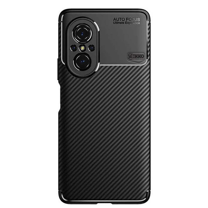 Husa pentru Huawei Nova 9 SE - Silicon Antisoc, Carbon Fiber Design - Neagra