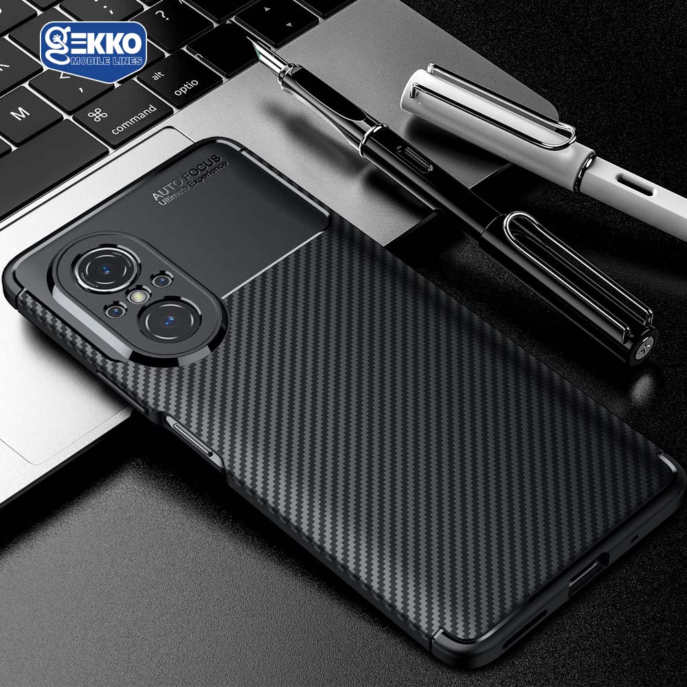 Husa pentru Huawei Nova 9 SE - Silicon Antisoc, Carbon Fiber Design - Neagra
