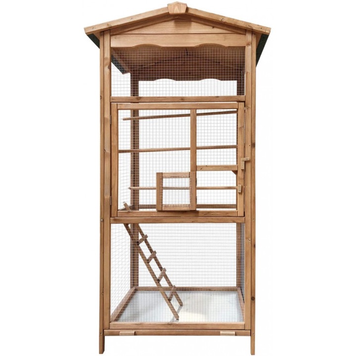colivie pentru pasari sertar detasabil scara 3 bete suport lemn pin 89x67x173 cm imagen 12_1_
6