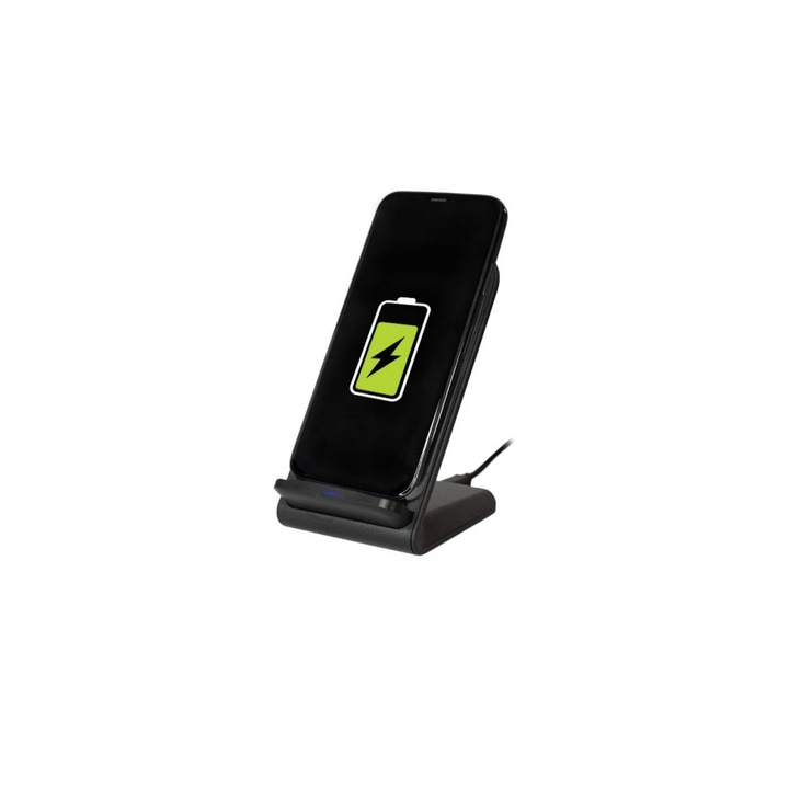 Incarcator Wireless QI pentru dispozitive mobile, tehnologie incarcare rapida 15W, Design Vertical, Negru