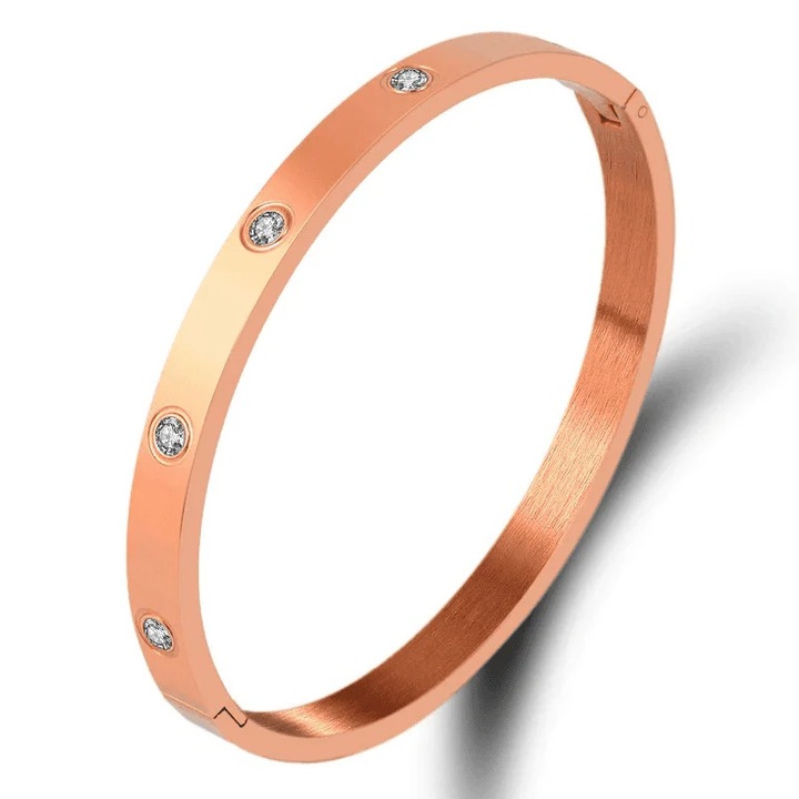 Bratara rose gold, tip bangle, cu pietre, Kamma C1, Pursehuit