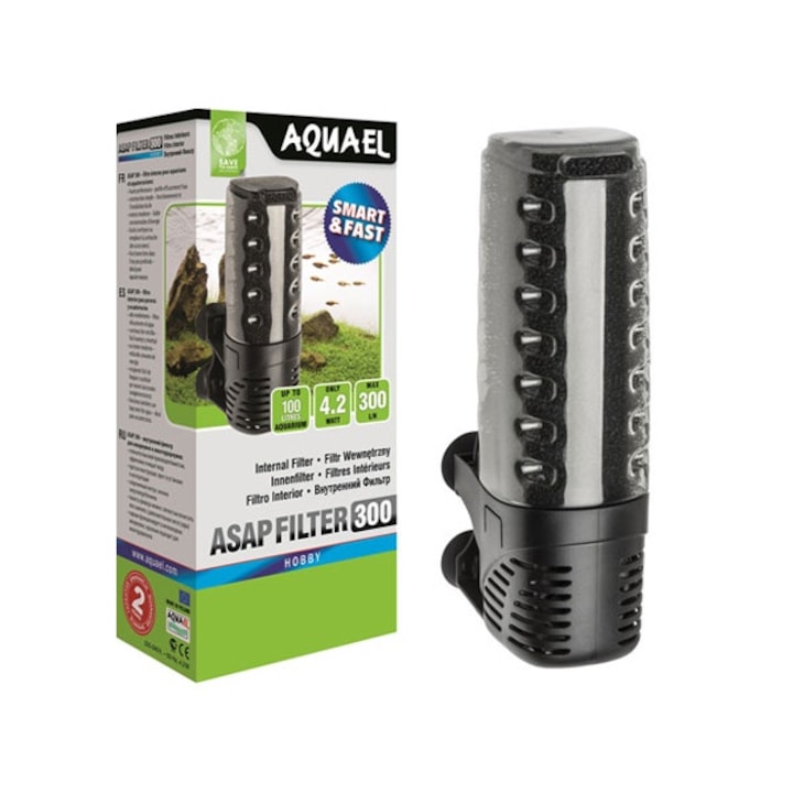 Filtru intern ASAP 300, Aquael, 300 l/h, 4.2 W, Negru