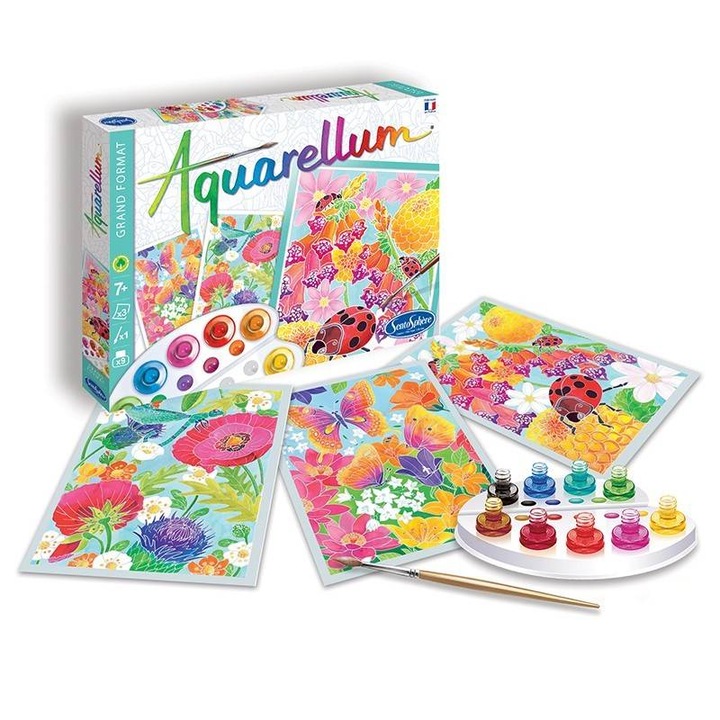 Комплект за рисуване за деца, Auarrellum Flori, Sentosphere, 7 години+