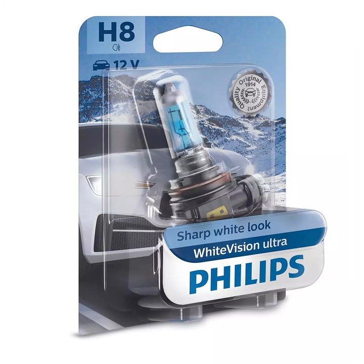 Bec auto Philips H8 White Vision Ultra 12V 35W