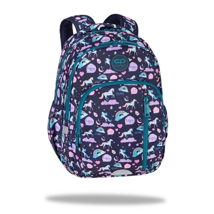 Ученическа раница COOLPACK, BASE Happy Unicorn, 44 x 29 x 16 cm