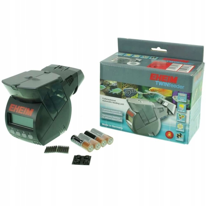 Hranitor automat pentru acvariu, Eheim, Display LCD, 2 compartimente, 16 x 7 x 11 cm, Gri