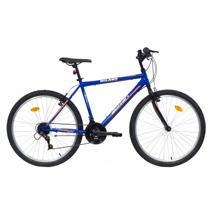 Bicicleta MTB Milano 26 Steel 18V, Albastru/Rosu - eMAG.ro