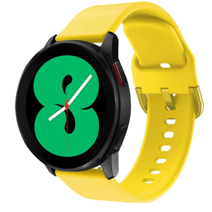 MTP Szilikon okosóra szíj, 20 mm, gyorskioldó, Samsung Watch 4 40-44 mm / Watch 4 Classic 42-46 mm készülékekhez, sárga