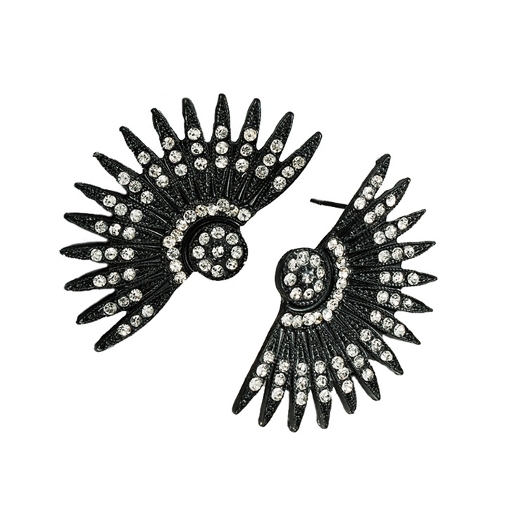 Legyező fülbevaló 4165, Sic Moda, Fekete, hossza 4,3 cm