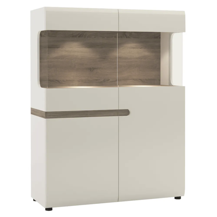 Витрина Lynatet, Бял / Дъб сонома, 109.5x42x143 см