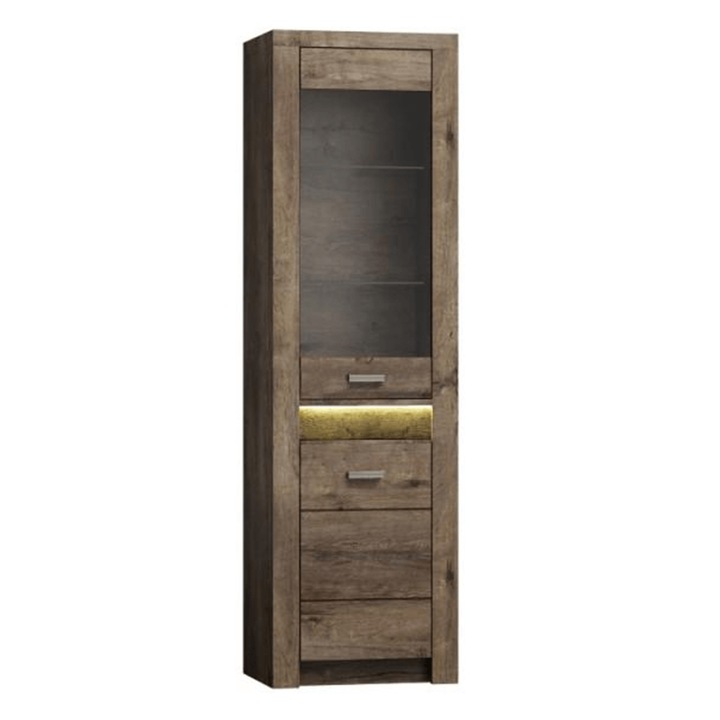 Vitrina pal maro frasin inchis Infinity 56x42x192 cm