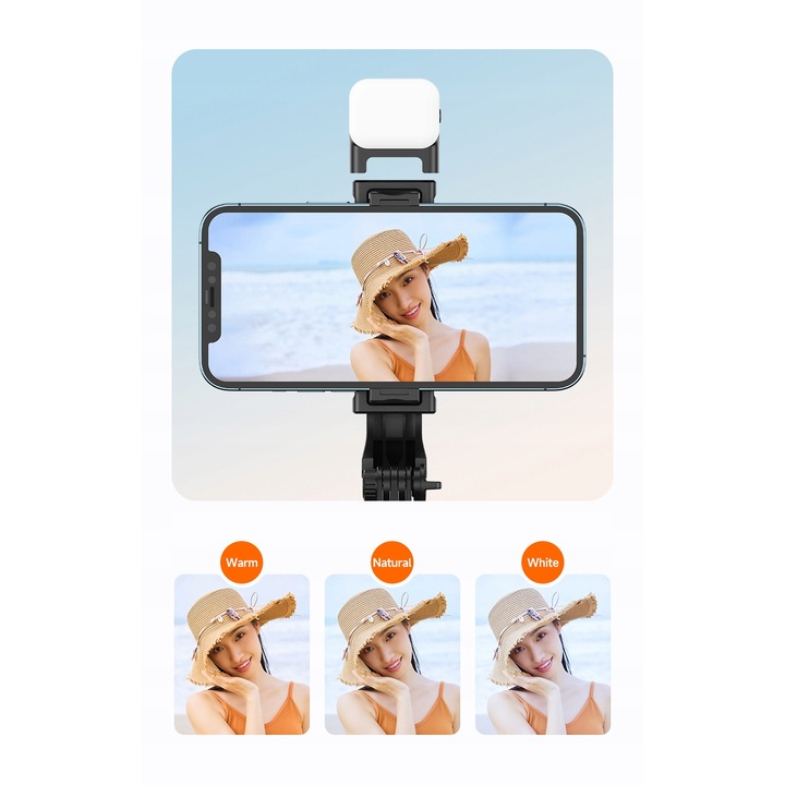 Селфи стик Mcdodo, Single Light, Bluetooth, статив, LED, Черен