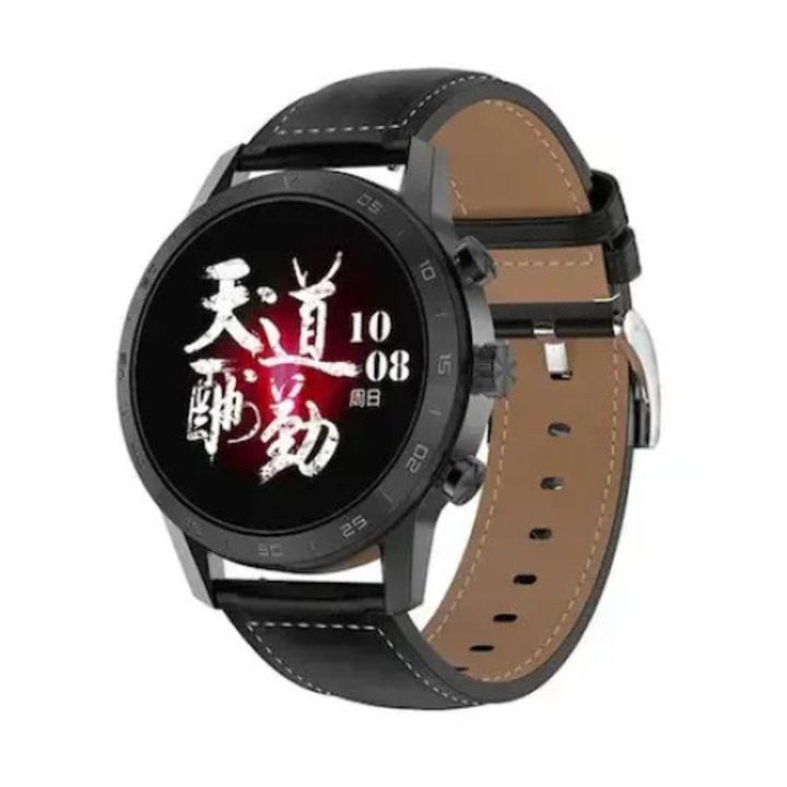Смарт часовник Kingwear DT70, 1.39", Водоустойчив IP86, Пулс, Режим сън, Повиквания, Будилник, Черен кожен