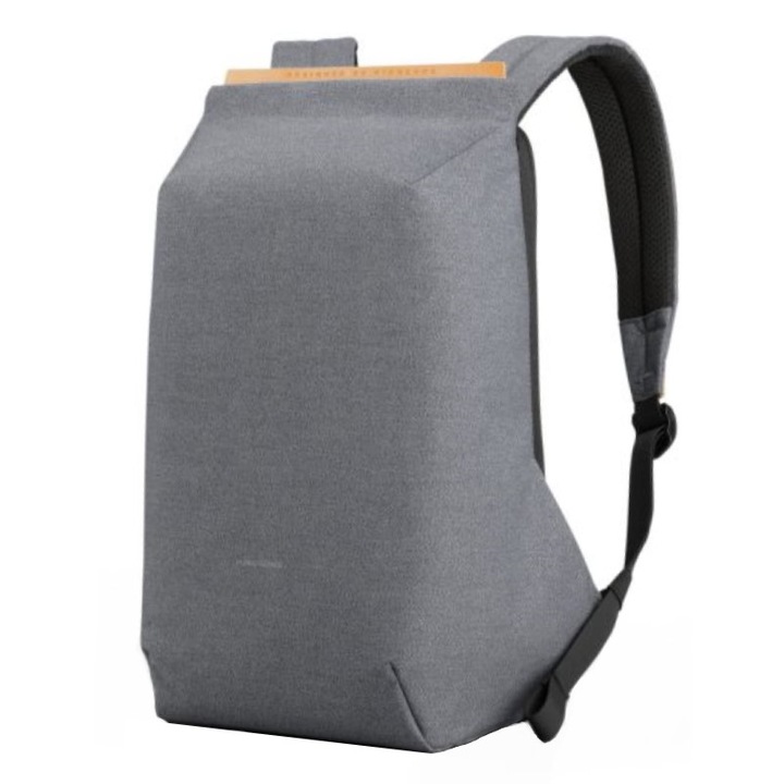 Rucsac laptop 15.6", cu port de incarcare USB, fermoar ascuns si deschidere la 180 grade, Kingsons, 45x29x15 cm, Gri deschis