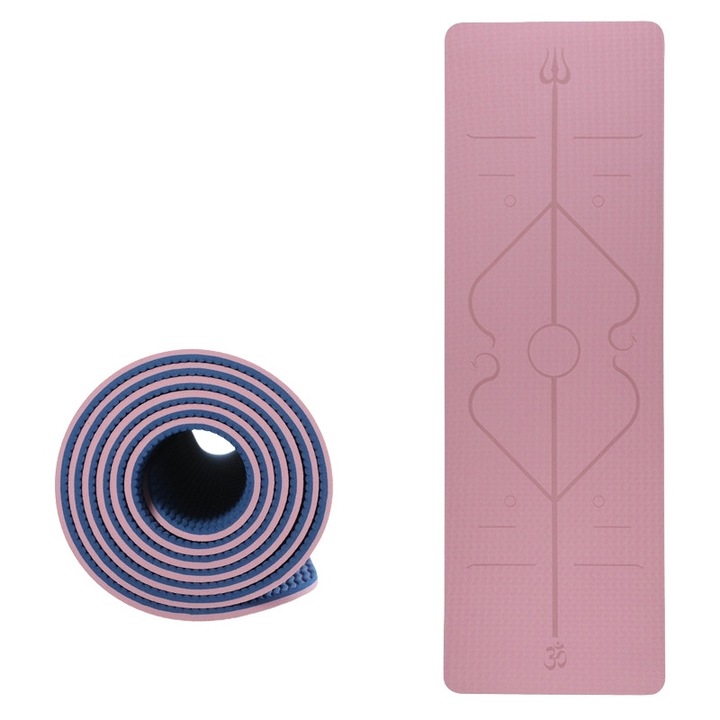 Постелка за йога и упражнения, Eco-Friendly, 183 x 61 x 0.8 см, Розово-Синьо