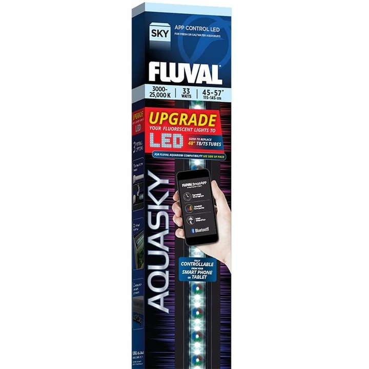 Lampa LED pentru acvariu, Fluval, 33 W, 145 cm, Negru