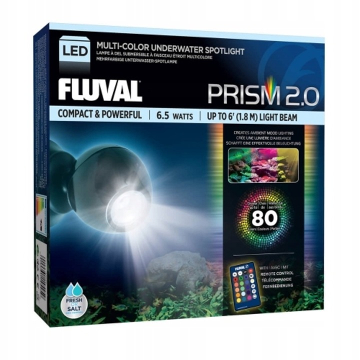 Lampa LED pentru acvariu, Fluval, 6.5 W, 25000 K, Negru