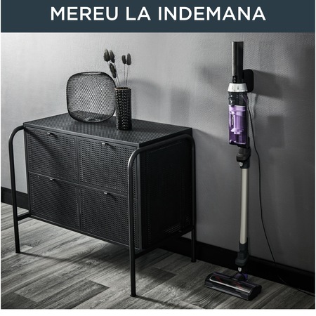 Aspirator vertical Rowenta X-Nano RH1128WO, 2 in 1, 100W, putere de aspirare 20 Air Watts, autonomie 40 min, tehnologie ciclonica, negru/violet