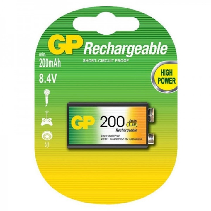 Baterie reincarcabila GP Batteries 20R8H-2UE1, Ni-MH V9, 200mAh, 1buc