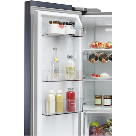 Frigider Side by side Cube Haier HCR5919ENMB, 528 l, Total No Frost, Motor Inverter, Sistem Antibacterian, Display LED, Super Cooling, Super Freezing, Clasa E, H 190 cm, Negru