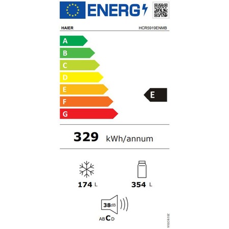 Frigider Side by side Cube Haier HCR5919ENMB, 528 l, Total No Frost, Motor Inverter, Sistem Antibacterian, Display LED, Super Cooling, Super Freezing, Clasa E, H 190 cm, Negru
