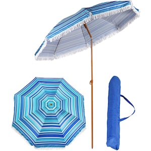 Umbrela de plaja cu husa, Royokamp, Inaltime reglabila, 180 cm, Albastru, 1036182