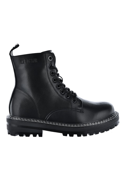 Big Star, Bocanci din piele ecologica cu detaliu cu logo in relief, Negru