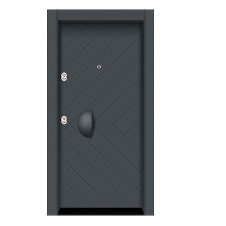 Usa metalica intrare apartament stanga, Efeclass, metal/mdf, gri antracit, 201x88 cm