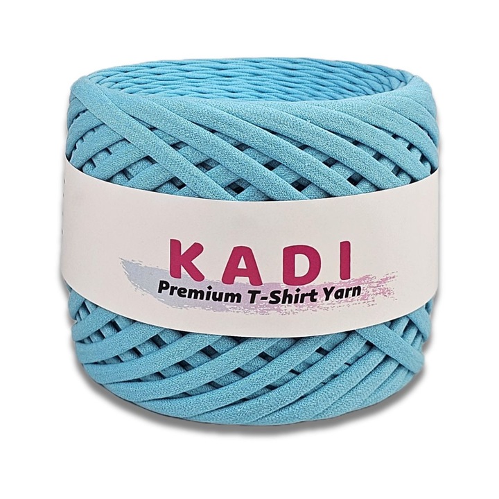Szalagszál kötött horgoláshoz és makraméhoz, KaDi Large, 9-11 mm, 110 m, 100% pamut, szín Azure